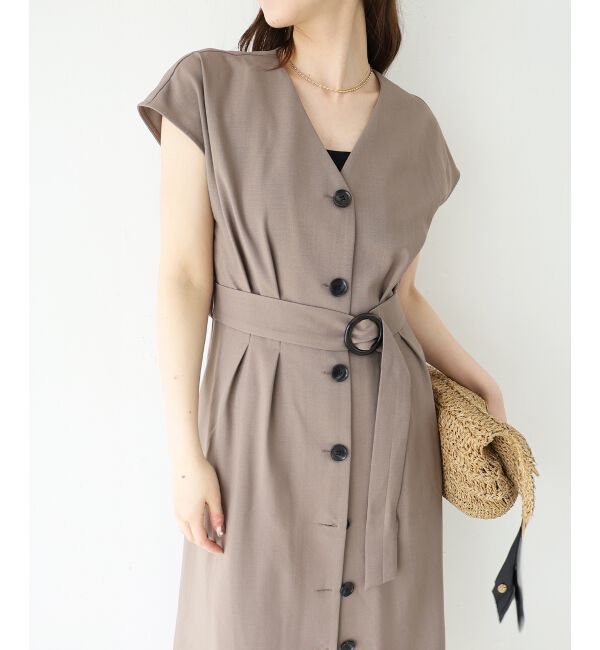  「《WEB限定アイテム》リネンライクフロントボタンワンピース」|ワンピース|