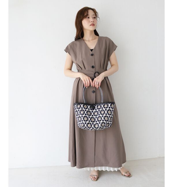  「《WEB限定アイテム》リネンライクフロントボタンワンピース」|ワンピース|