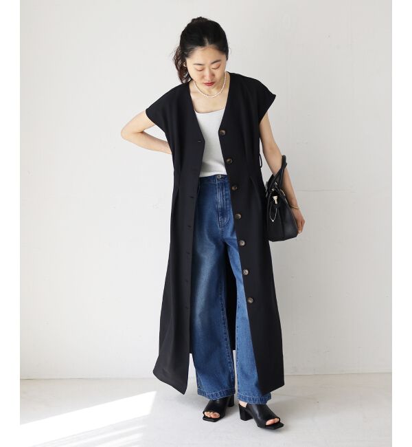  「《WEB限定アイテム》リネンライクフロントボタンワンピース」|ワンピース|