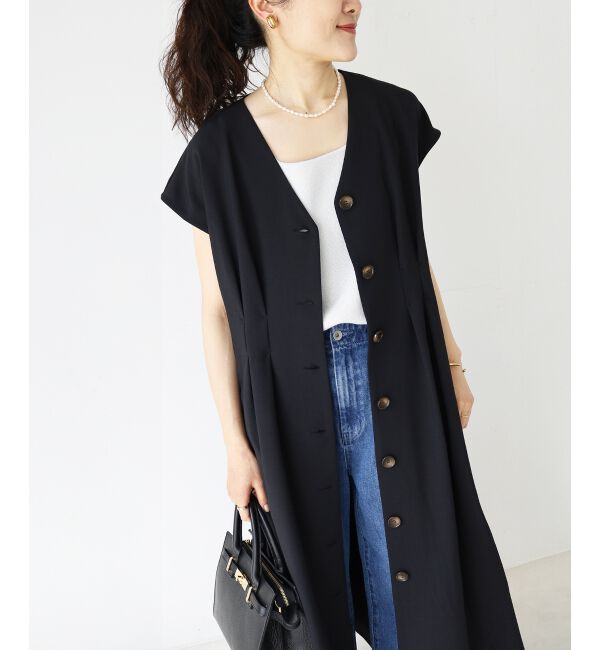  「《WEB限定アイテム》リネンライクフロントボタンワンピース」|ワンピース|