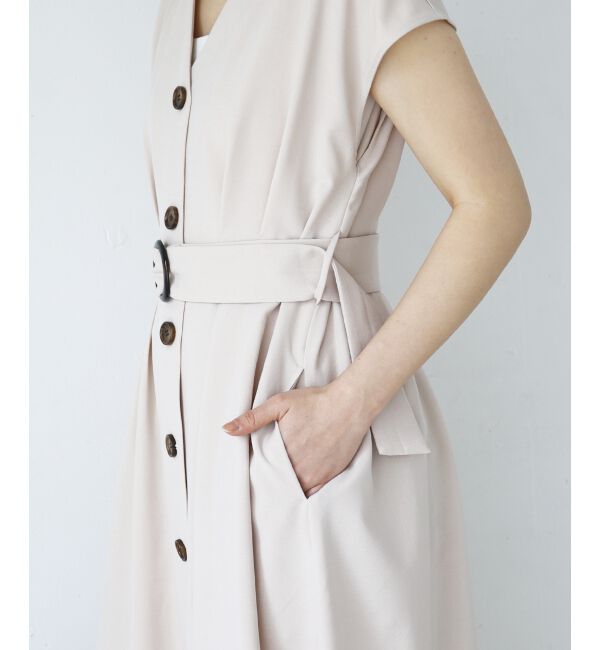  「《WEB限定アイテム》リネンライクフロントボタンワンピース」|ワンピース|