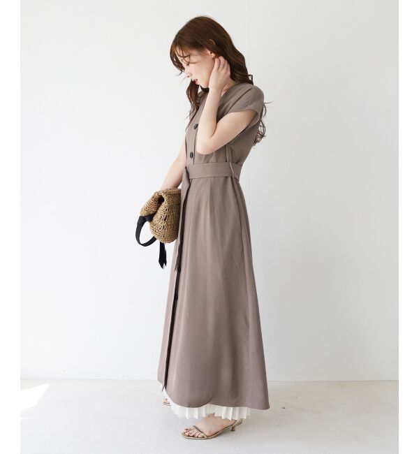  「《WEB限定アイテム》リネンライクフロントボタンワンピース」|ワンピース|