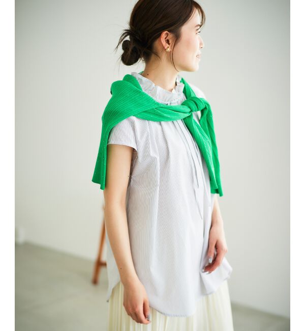  「ストライプフリルカラーブラウス」|シャツ・ブラウス|