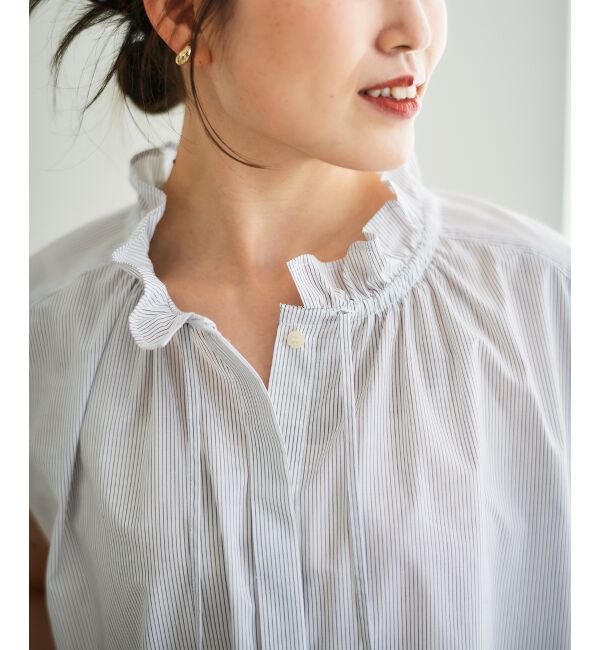  「ストライプフリルカラーブラウス」|シャツ・ブラウス|