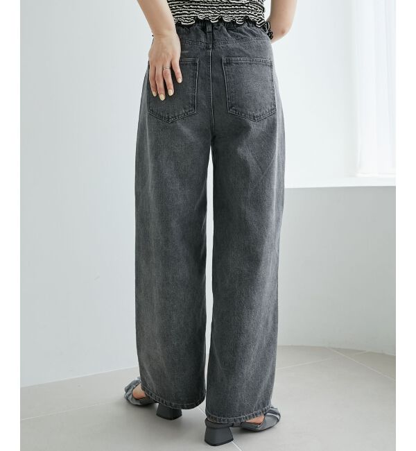  「リボンビジューデニムパンツ」|デニム|