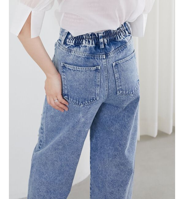  「リボンビジューデニムパンツ」|デニム|