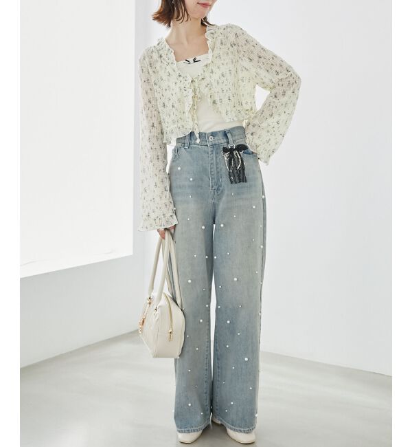 MAJESTICLEGON「レースカーデ&times;リボンインナーセット」|カーディガン|