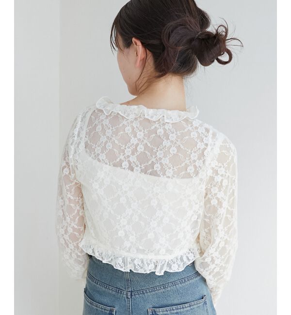 MAJESTICLEGON「レースカーデ&times;リボンインナーセット」|カーディガン|