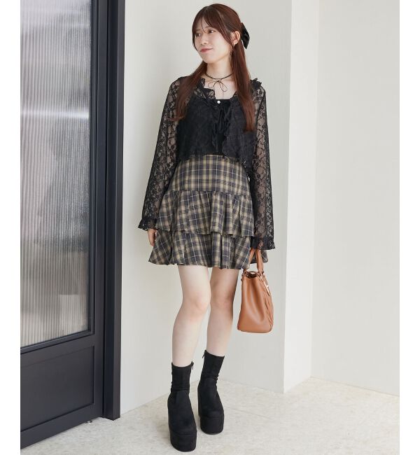 MAJESTICLEGON「レースカーデ&times;リボンインナーセット」|カーディガン|