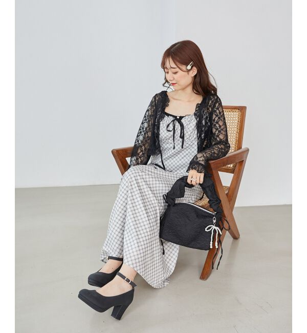 MAJESTICLEGON「レースカーデ&times;リボンインナーセット」|カーディガン|