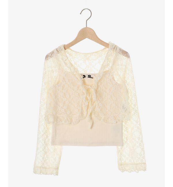 MAJESTICLEGON「レースカーデ&times;リボンインナーセット」|カーディガン|