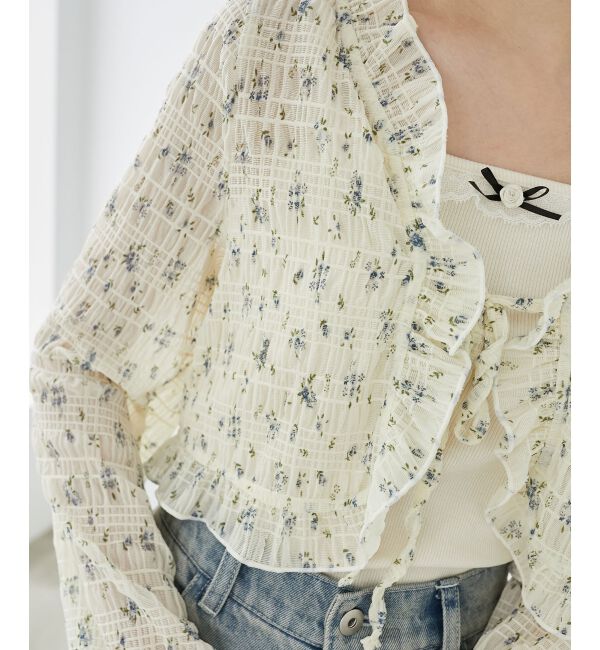 MAJESTICLEGON「レースカーデ&times;リボンインナーセット」|カーディガン|