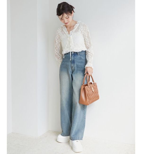 MAJESTICLEGON「レースカーデ&times;リボンインナーセット」|カーディガン|