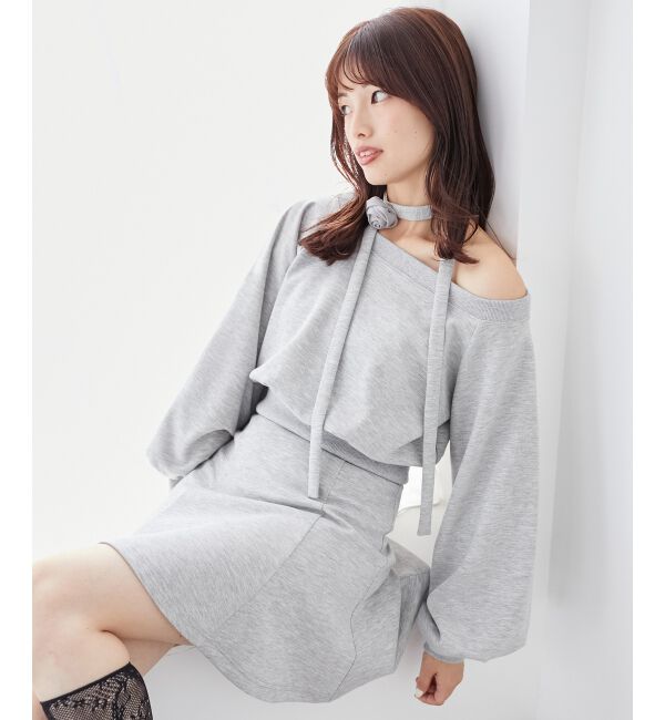 MAJESTICLEGON「フラワーチョーカー付きスウェットワンピ」|ワンピース|