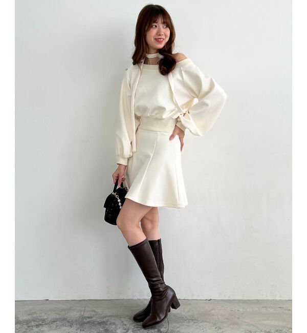 MAJESTICLEGON「フラワーチョーカー付きスウェットワンピ」|ワンピース|