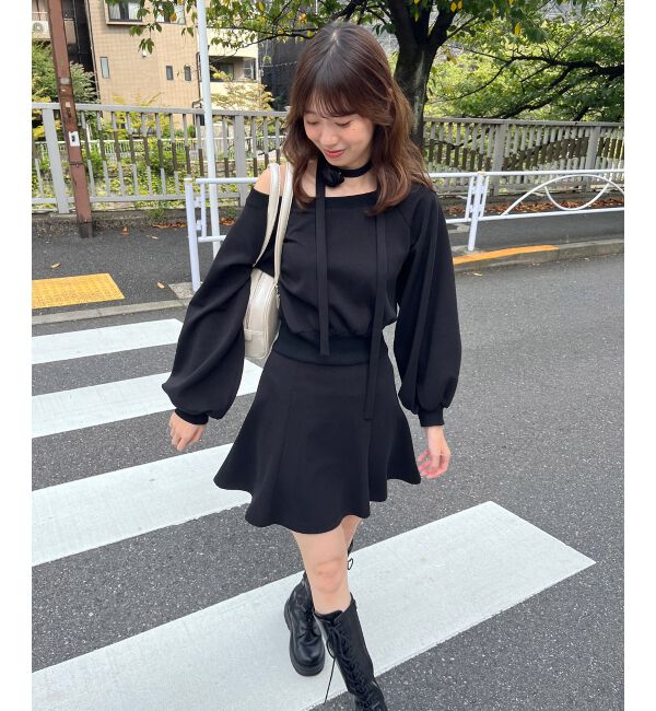 MAJESTICLEGON「フラワーチョーカー付きスウェットワンピ」|ワンピース|