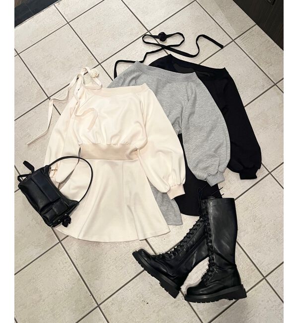 MAJESTICLEGON「フラワーチョーカー付きスウェットワンピ」|ワンピース|