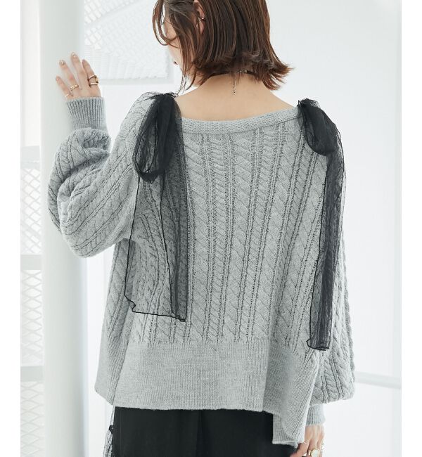  「リボンケーブルニットカーディガン」|カーディガン|