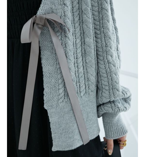  「リボンケーブルニットカーディガン」|カーディガン|