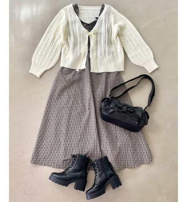  「リボンケーブルニットカーディガン」|カーディガン|