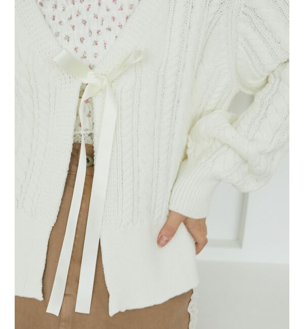  「リボンケーブルニットカーディガン」|カーディガン|