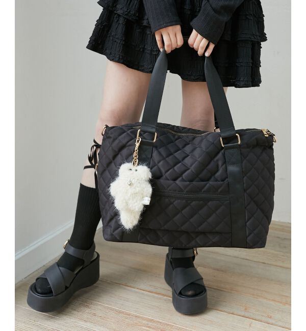  「◇キルティングトラベルボストン」|ボストンバッグ|ブラック