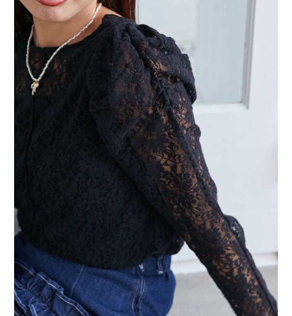 MAJESTICLEGON「クルーネックパワショルトップス」|Tシャツ・カットソー|ブラック