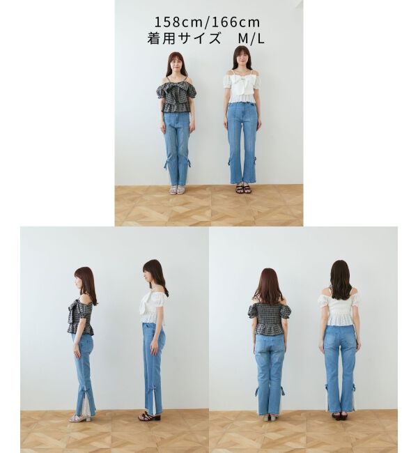  「◎レースベルトセット裾リボンデニム」|デニム|