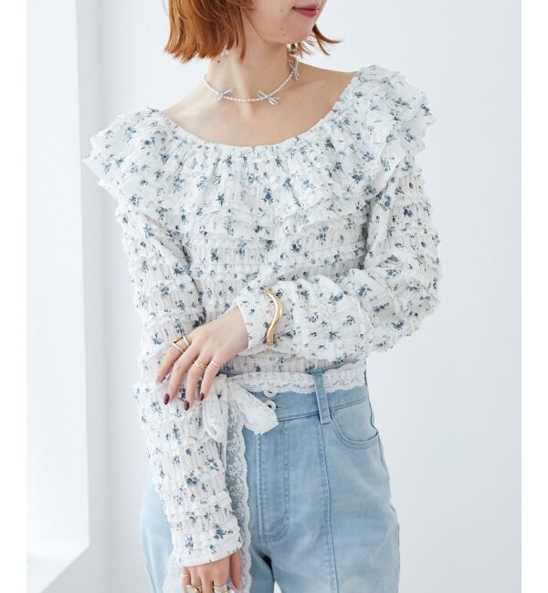 MAJESTICLEGON「前後2wayカットレースフリルトップス」|Tシャツ・カットソー|