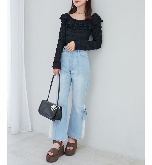 MAJESTICLEGON「前後2wayカットレースフリルトップス」|Tシャツ・カットソー|