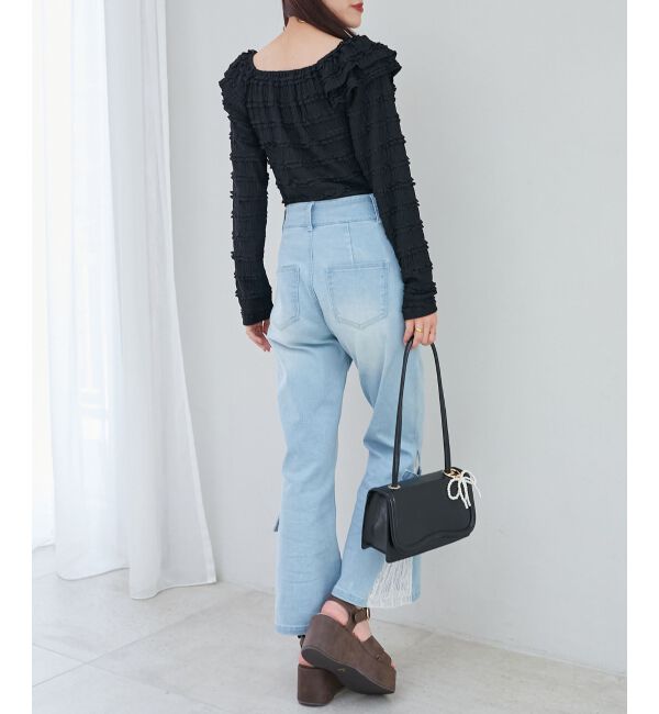 MAJESTICLEGON「前後2wayカットレースフリルトップス」|Tシャツ・カットソー|