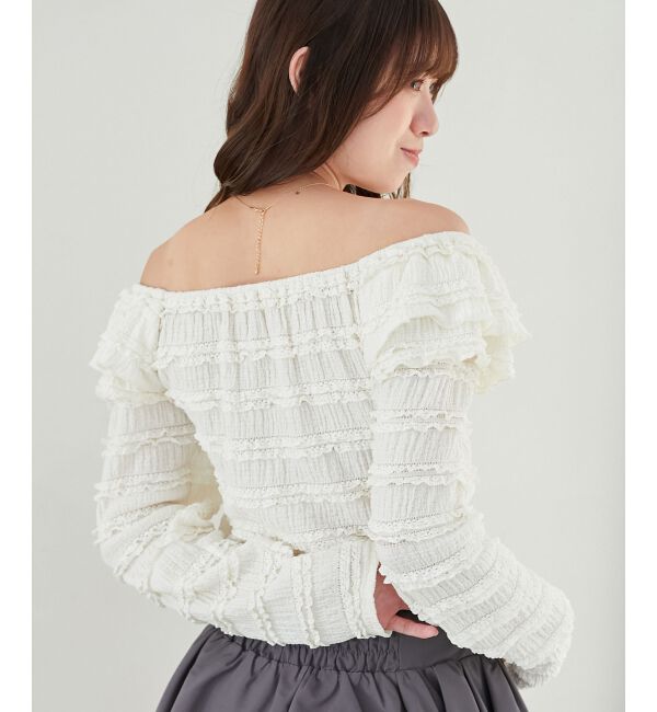 MAJESTICLEGON「前後2wayカットレースフリルトップス」|Tシャツ・カットソー|