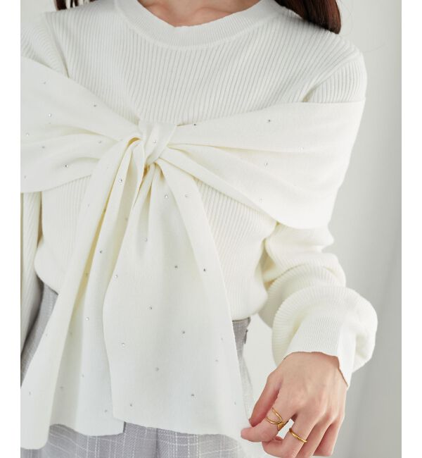 MAJESTICLEGON「リボンビジューニット」|ニット・セーター|