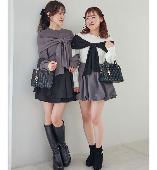 MAJESTICLEGON「リボンビジューニット」|ニット・セーター|