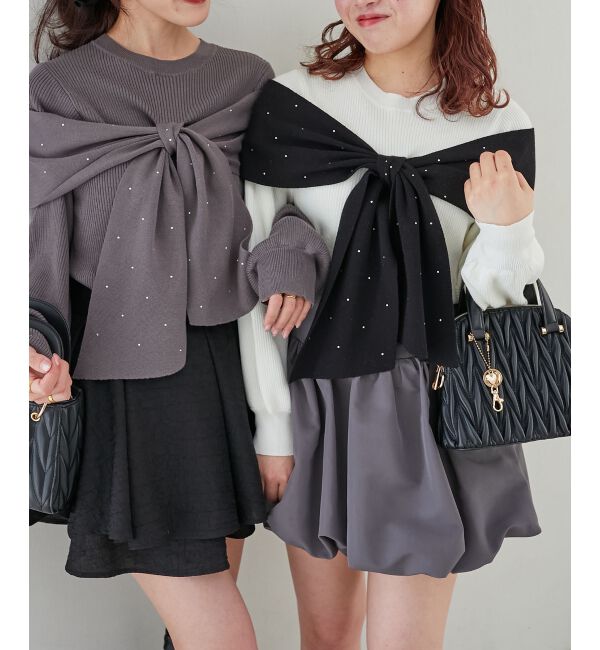 MAJESTICLEGON「リボンビジューニット」|ニット・セーター|