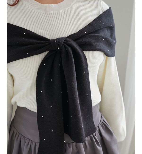 MAJESTICLEGON「リボンビジューニット」|ニット・セーター|
