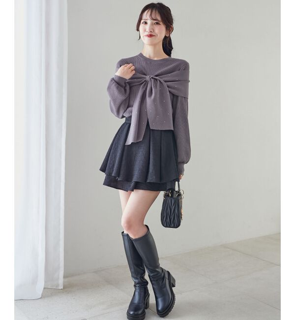 MAJESTICLEGON「リボンビジューニット」|ニット・セーター|