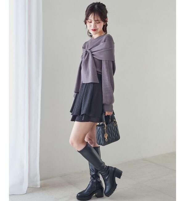 MAJESTICLEGON「リボンビジューニット」|ニット・セーター|