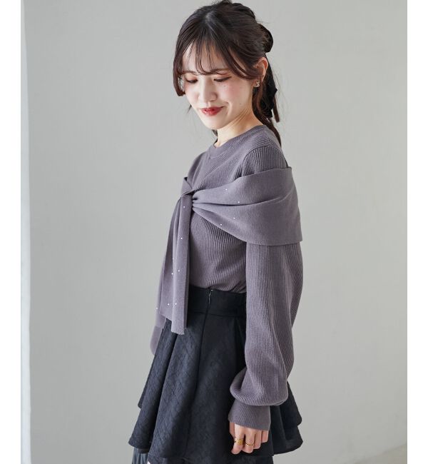 MAJESTICLEGON「リボンビジューニット」|ニット・セーター|