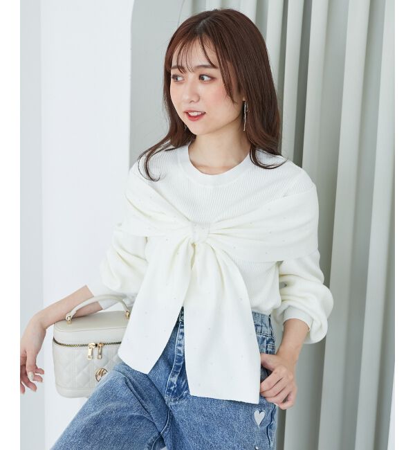 MAJESTICLEGON「リボンビジューニット」|ニット・セーター|