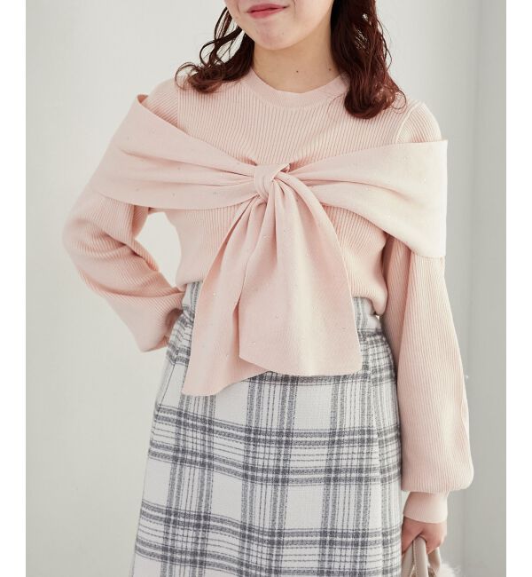 MAJESTICLEGON「リボンビジューニット」|ニット・セーター|