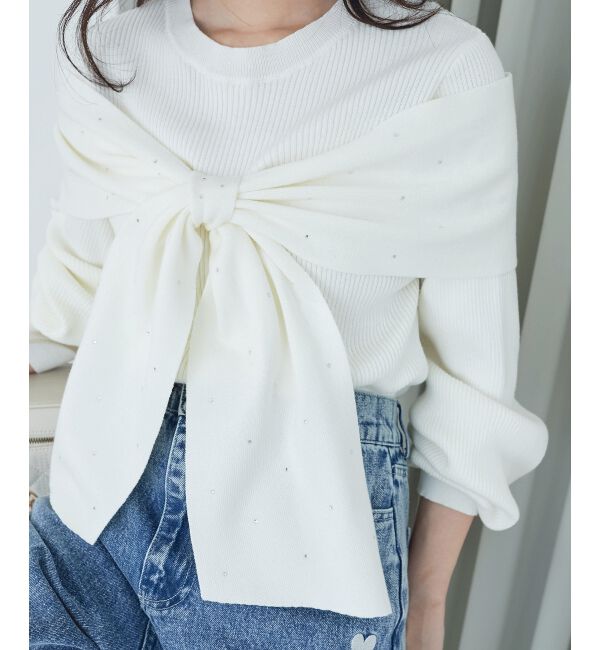 MAJESTICLEGON「リボンビジューニット」|ニット・セーター|