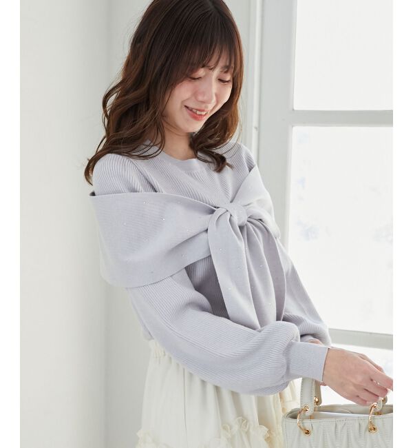 MAJESTICLEGON「リボンビジューニット」|ニット・セーター|