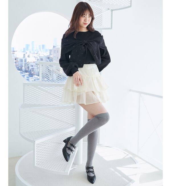 MAJESTICLEGON「リボンビジューニット」|ニット・セーター|