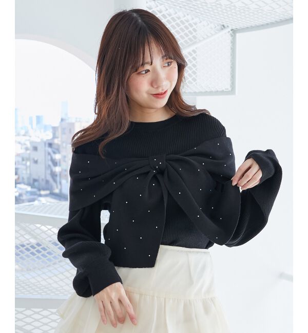 MAJESTICLEGON「リボンビジューニット」|ニット・セーター|