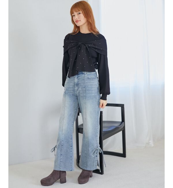 MAJESTICLEGON「リボンビジューニット」|ニット・セーター|