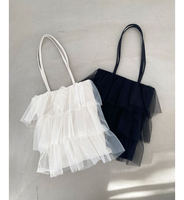 MAJESTICLEGON「チュールティアードトート」|トートバッグ|アイボリー