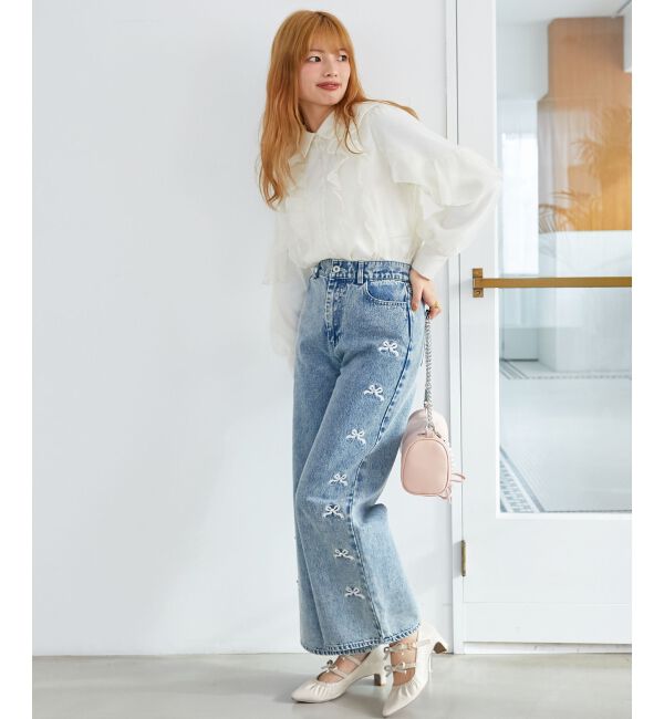 MAJESTICLEGON「襟付きシアーフリルブラウス」|シャツ・ブラウス|