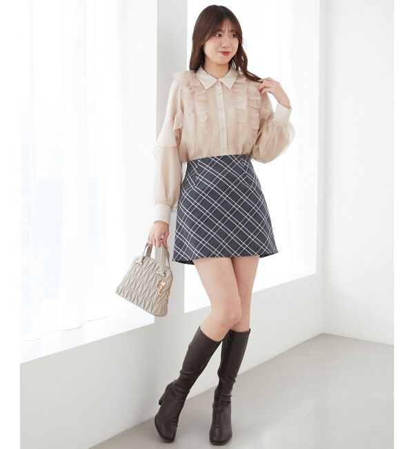 MAJESTICLEGON「襟付きシアーフリルブラウス」|シャツ・ブラウス|