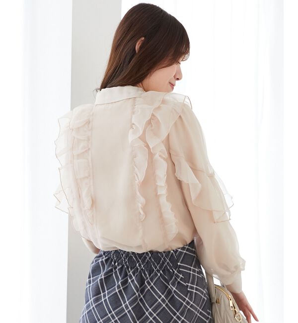MAJESTICLEGON「襟付きシアーフリルブラウス」|シャツ・ブラウス|